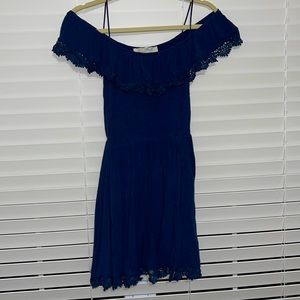 Off The Shoulder Navy Short Dress